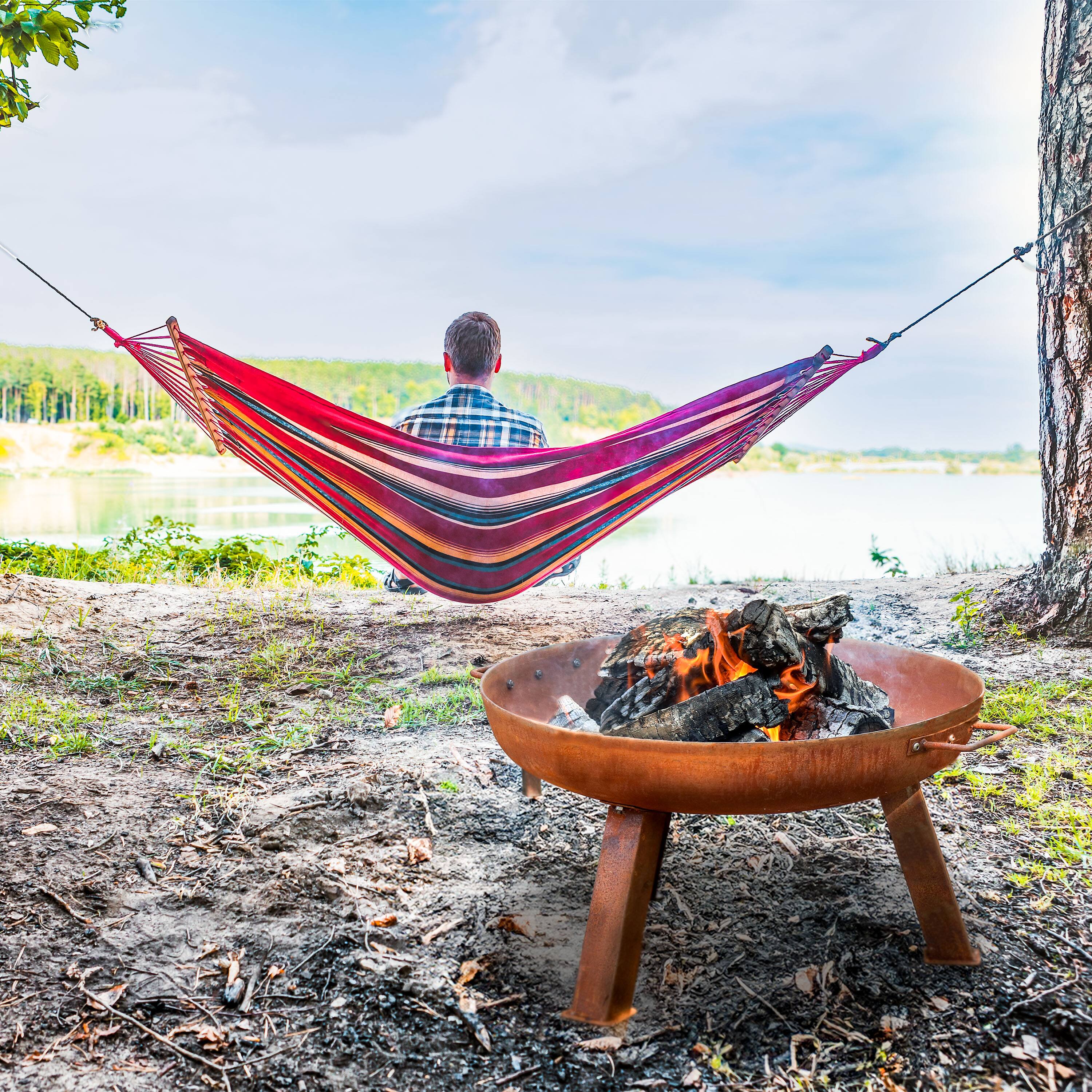 Alt View 7. Sunnydaze - 24 in Small Rustic Cast Iron Fire Pit Bowl with Stand - Rust.