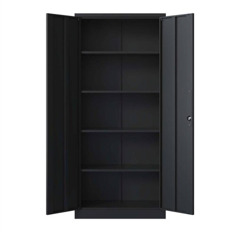Alt View 6. HTUTWOO - Metal Garage Storage Cabinet with Lock - 72"H Black Tool Cabinet with Doors & 4 Shelves, Tall Lockable Storage for Home - Black.