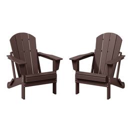 WestinTrends - Malibu Outdoor HDPE Folding Poly Adirondack Chairs (Set of 2) - Dark Brown