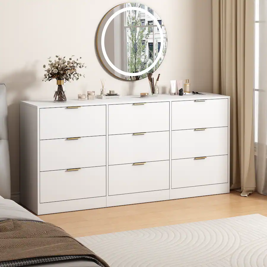 Purchasing Room MERAVOM 9 Drawer Dresser for Bedroom with Deep Drawers, 63