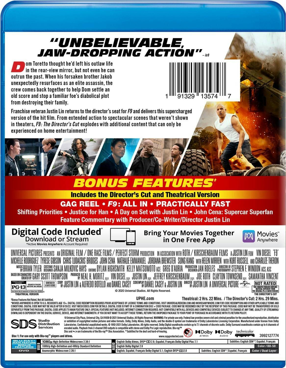 Back. F9: The Fast Saga (with DVD) [Blu-ray].