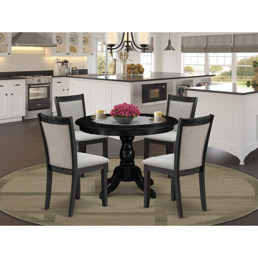 Angle. East West Furniture - East West Furniture 5-Pc Dinette Set Includes a Modern Dining Room Table and 4 Shitake Linen Fabric Parson Chairs - - Multi-Color.
