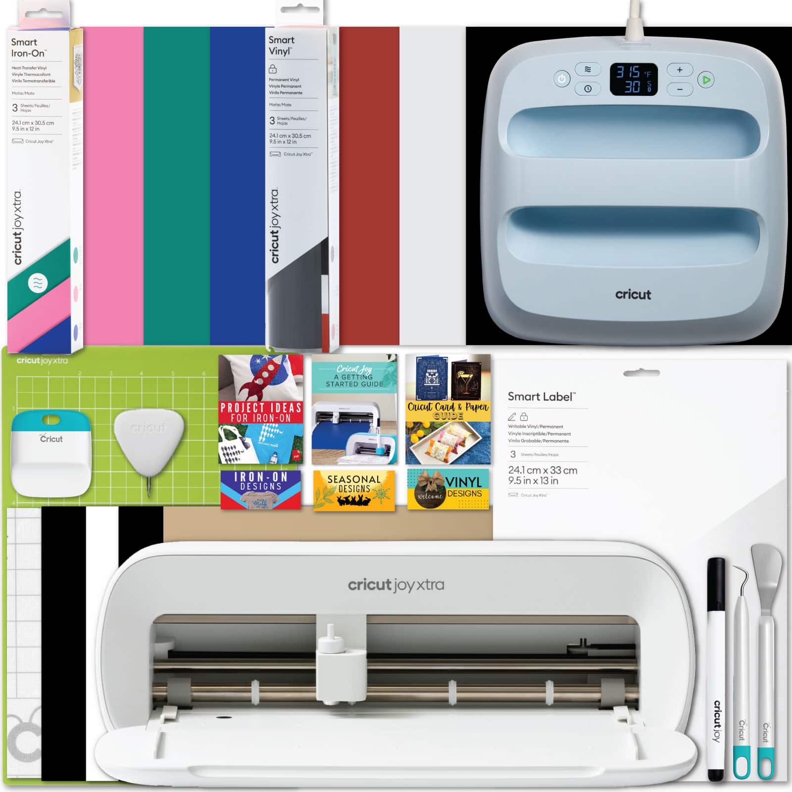 Cricut - Joy Xtra Machine with EasyPress 3 9x9 and Heat Press Materials Bundle