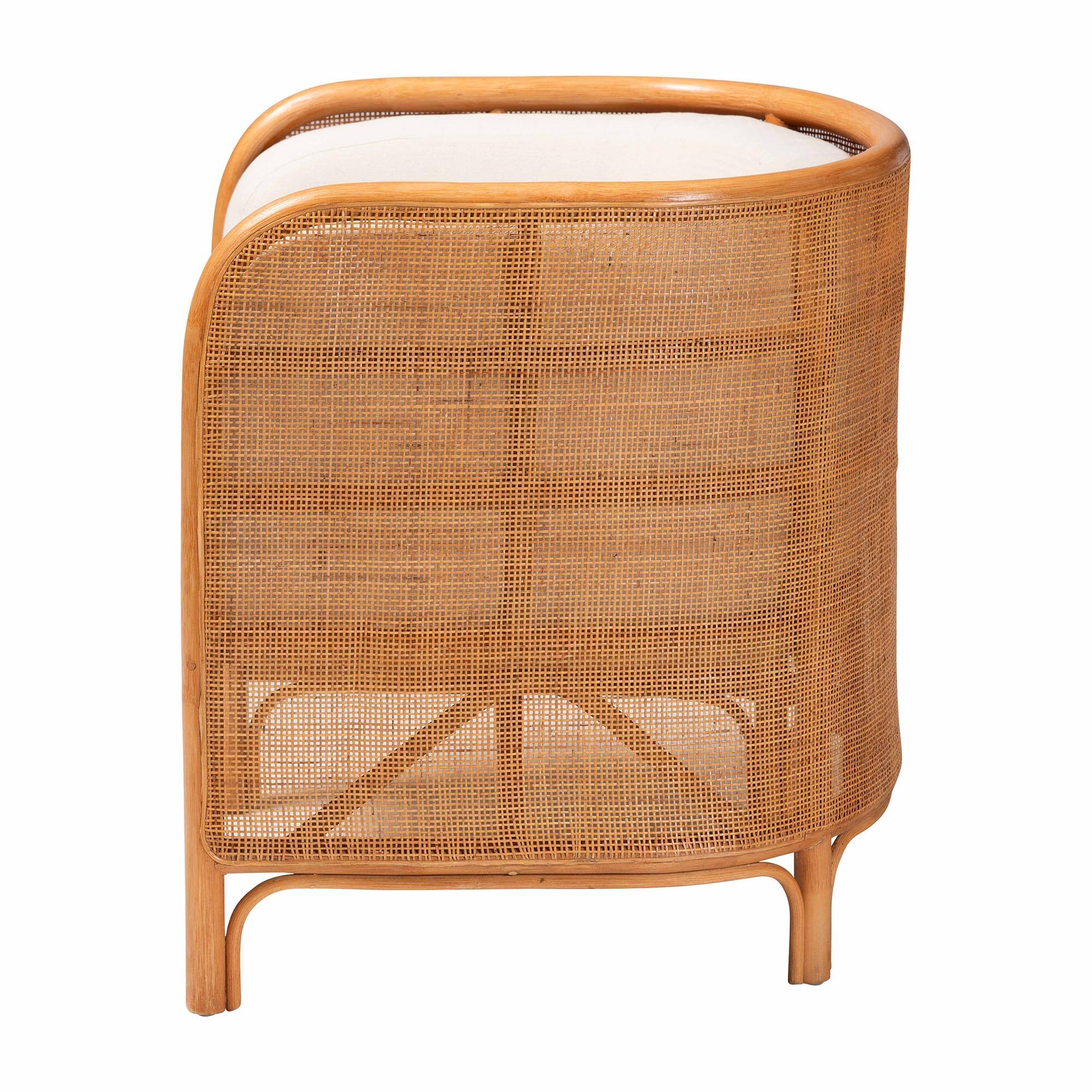 Left. bali & pari - Bandung Bohemian Rattan Accent Chair - Light Honey.