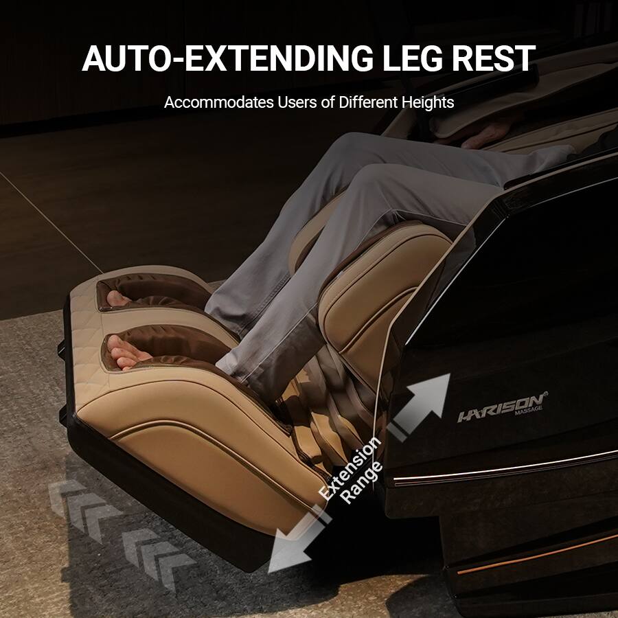 AUTO-EXTENDING LEG REST  
Accommodates Users of Different Heights  

Extension Range