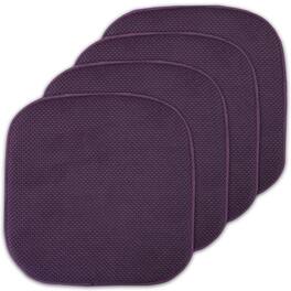 Sweet Home Collection - Honeycomb Memory Foam No Slip Back 16" x 16" Chair Pad Cushion, 4-Pack - Eggplant