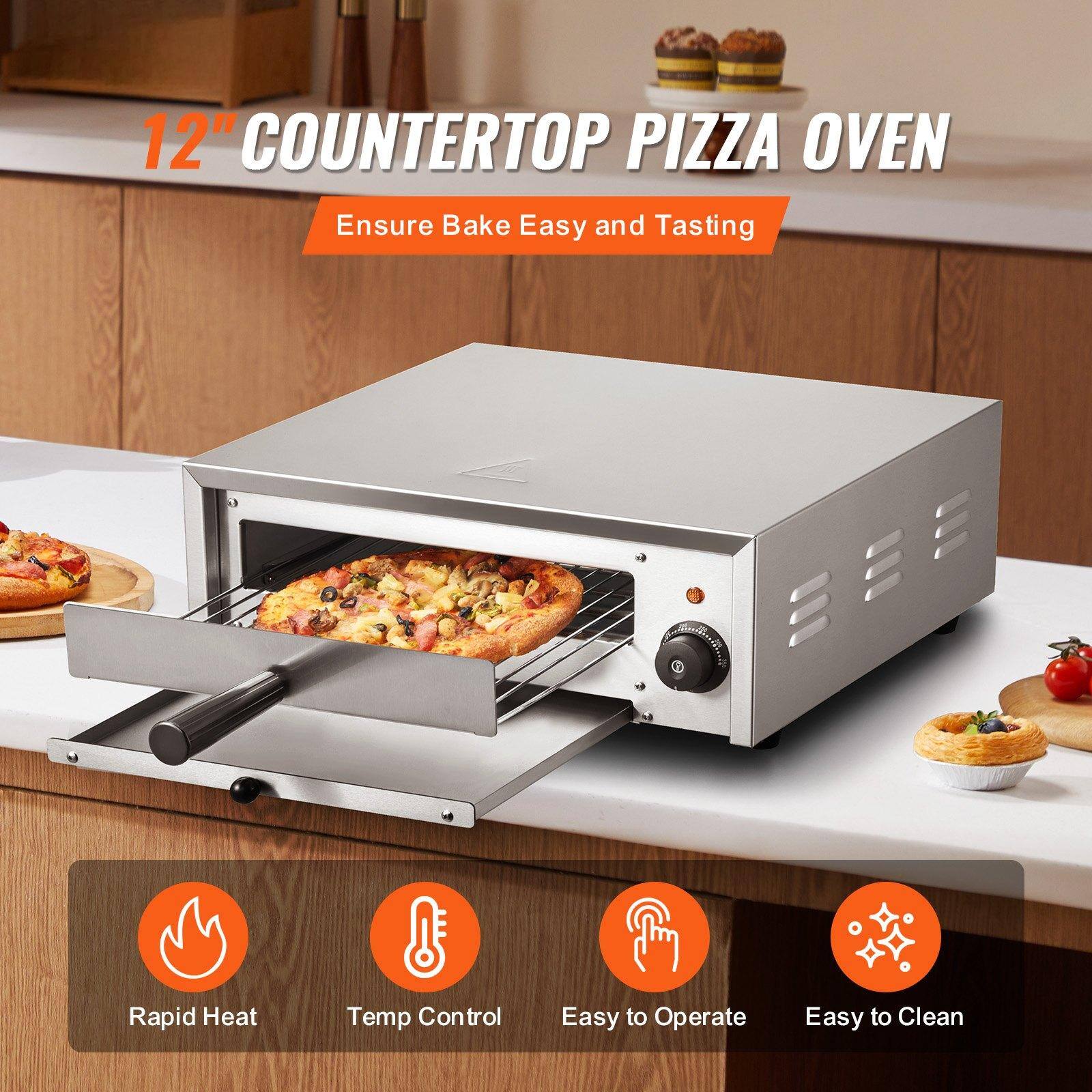 12" Countertop Pizza Oven  
Ensure Bake Easy and Tasting  

- Rapid Heat  
- Temp Control  
- Easy to Operate  
- Easy to Clean