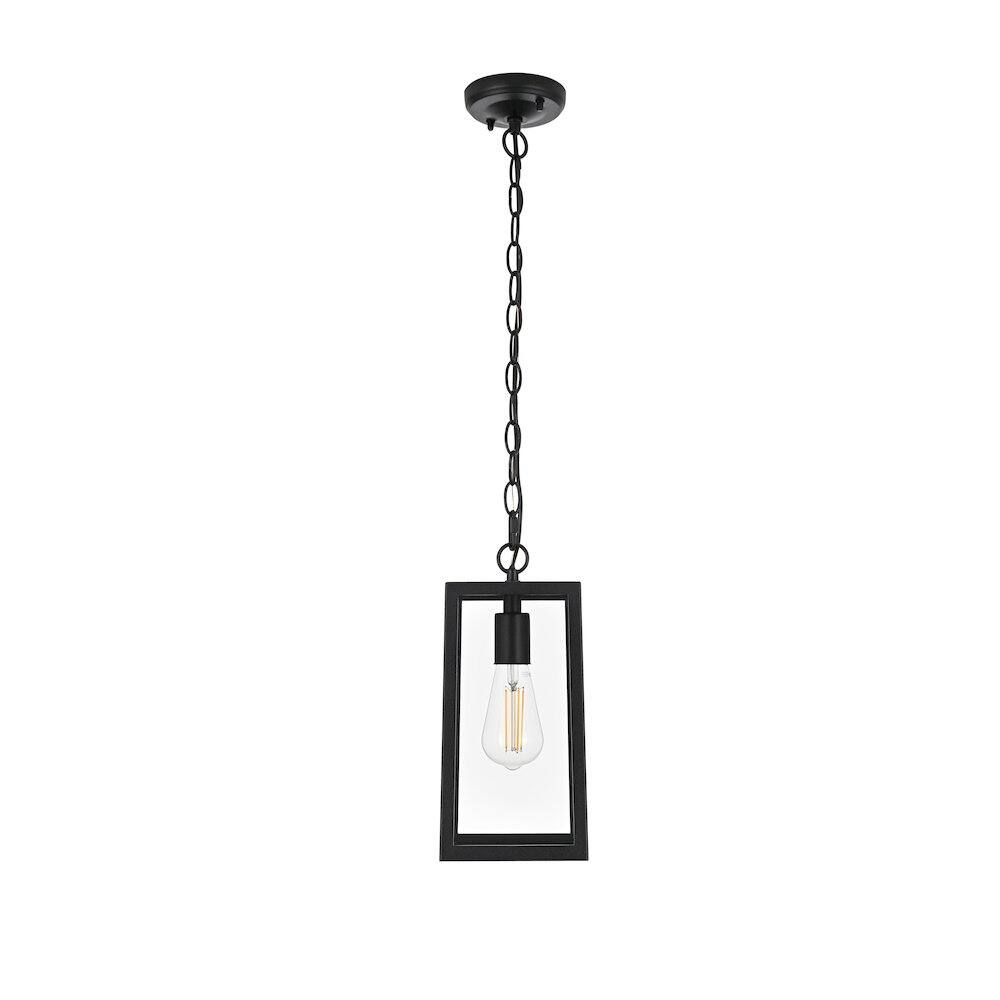 Back. Elegant Lighting - Veda 13 inch Outdoor Pendant in Black - Black And Clear.