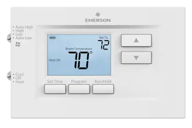 Front. Emerson - 70 Series, 7-Day PTAC Digital Programmable Thermostat - White.
