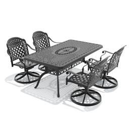 Anysun - 5-Piece Cast Aluminum Outdoor Dining Set with 4 Swivel Chairs & Rectangular Table, All-Weather Patio Furniture Set - Black