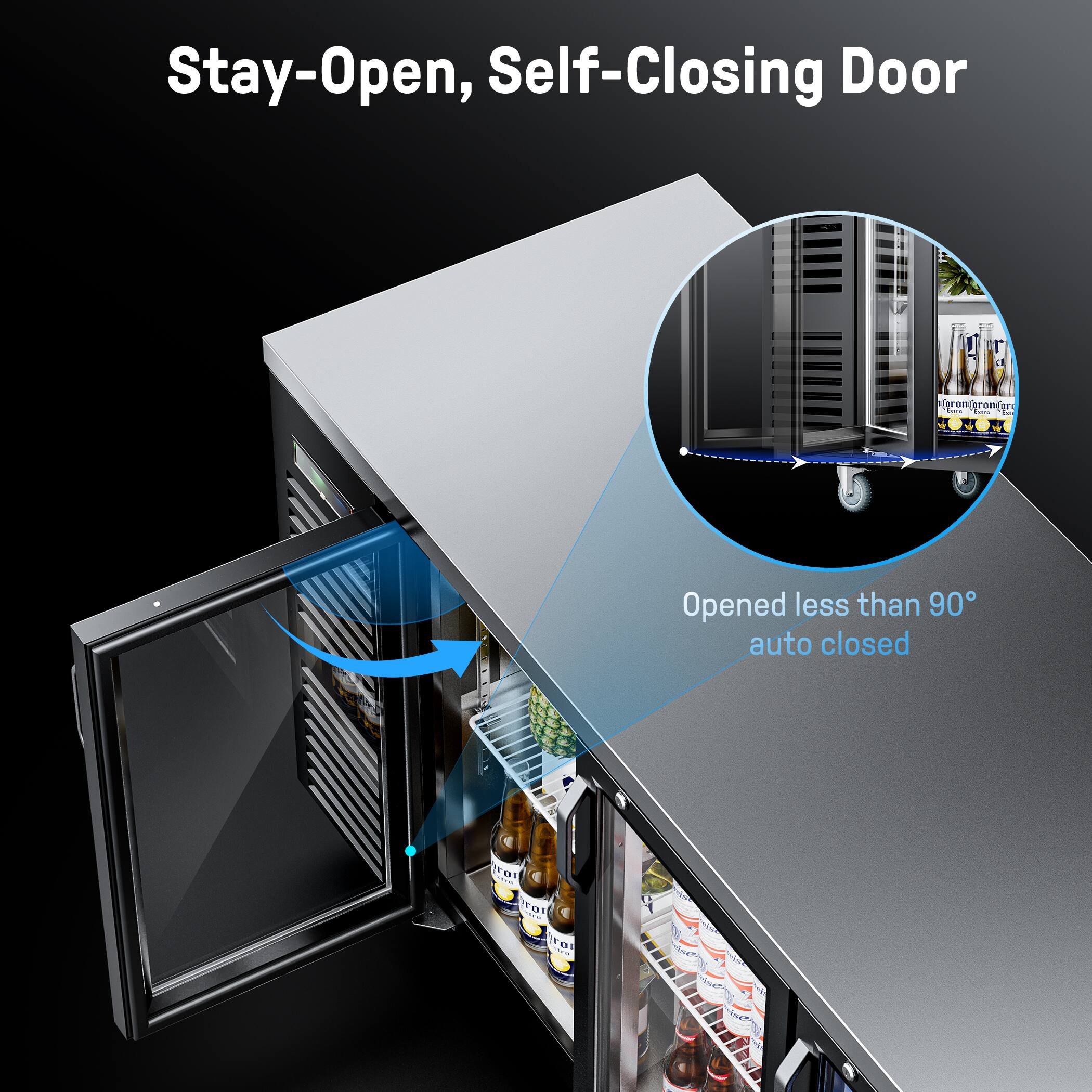 Stay-Open, Self-Closing Door

Opened less than 90° auto closed