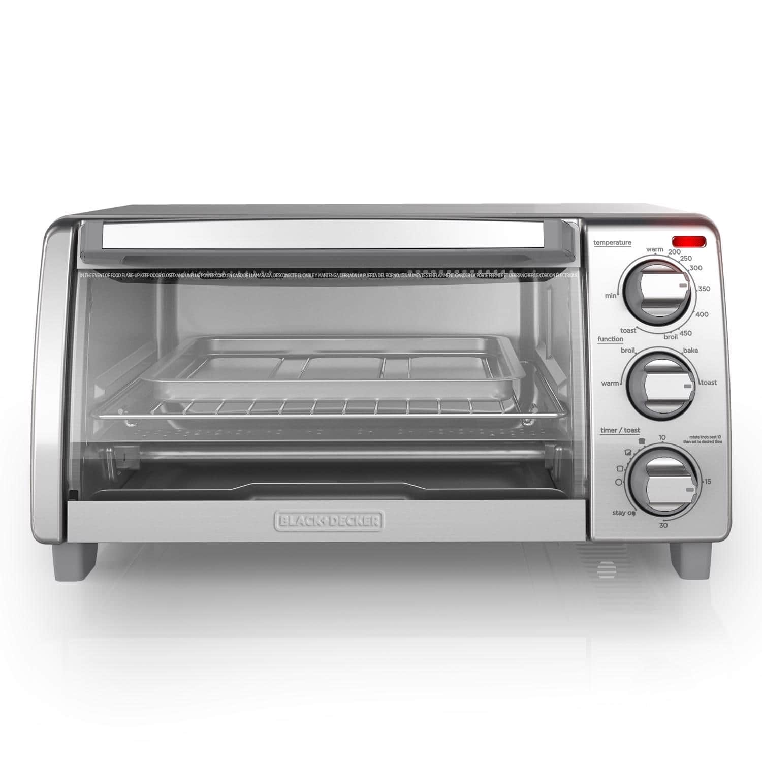 Black+Decker - Stainless Steel Toaster Oven 9.33 in. H X 11.97 in. W X 17.2 in. D - Silver