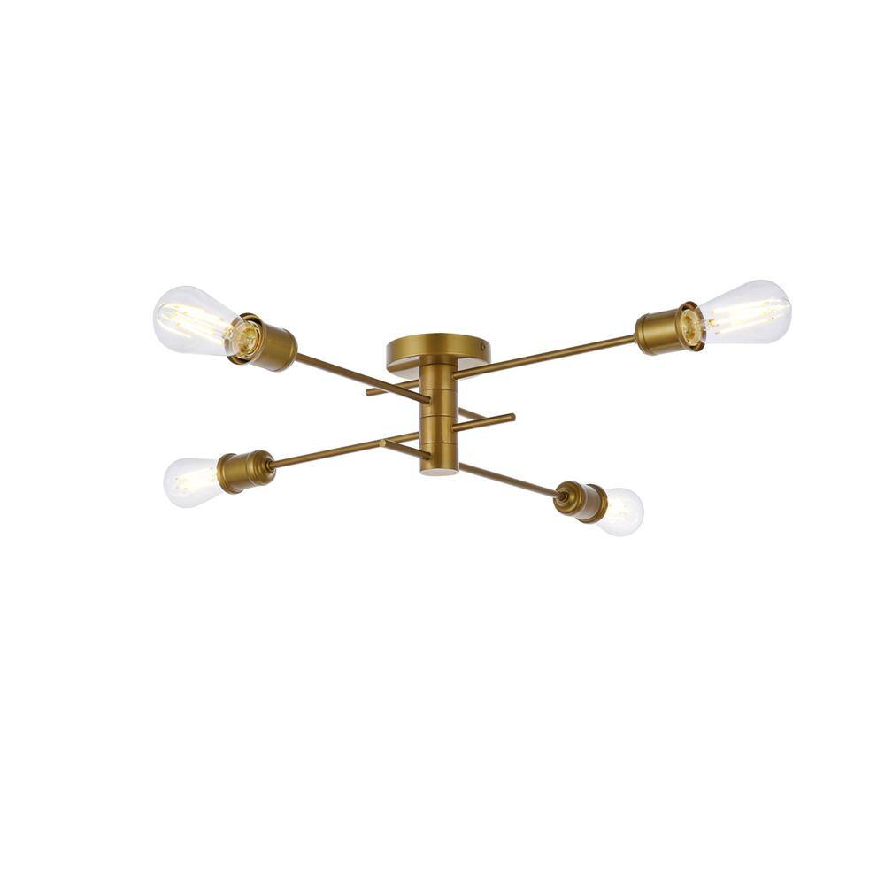 Alt View 5. Living District - Xavier 4 lights flush mount in brass - Brass.