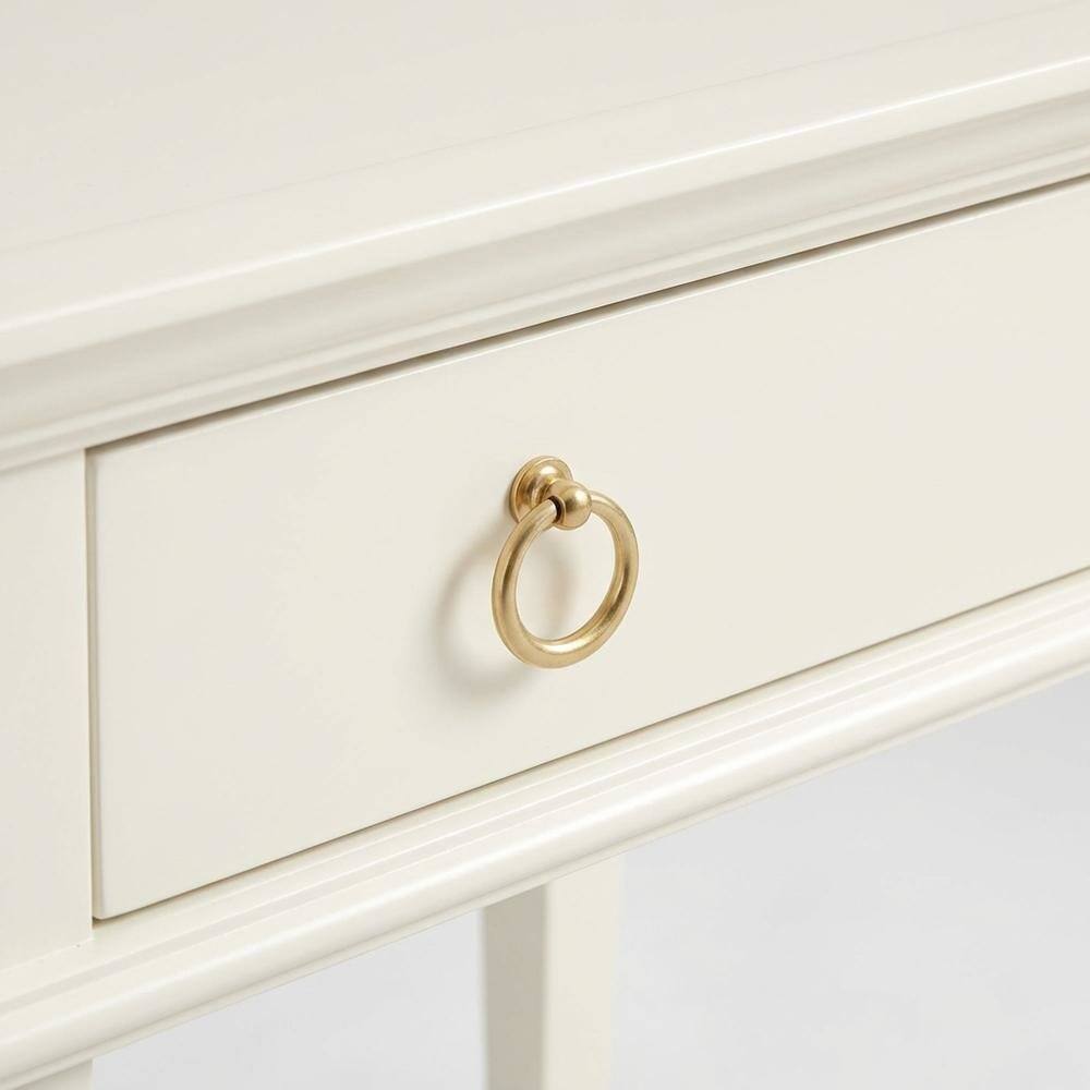 Back. FurniFact - White Wooden Nightstand with 2 Drawers and Tray Top for Bedroom Decor - White.
