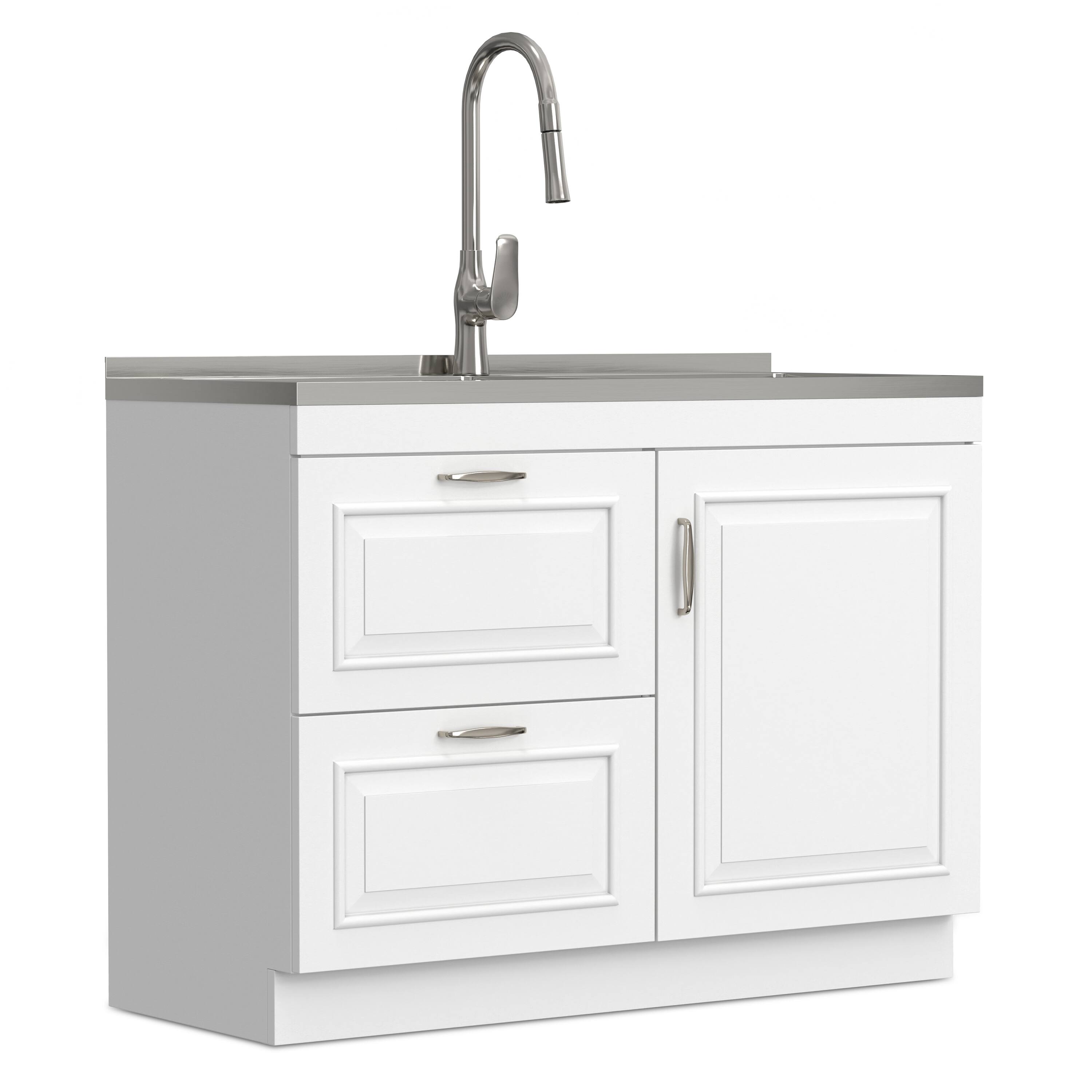 Alt View 5. Simpli Home - Darwin All-In-One 46-inch Laundry Utility Sink and Cabinet - Pure White.