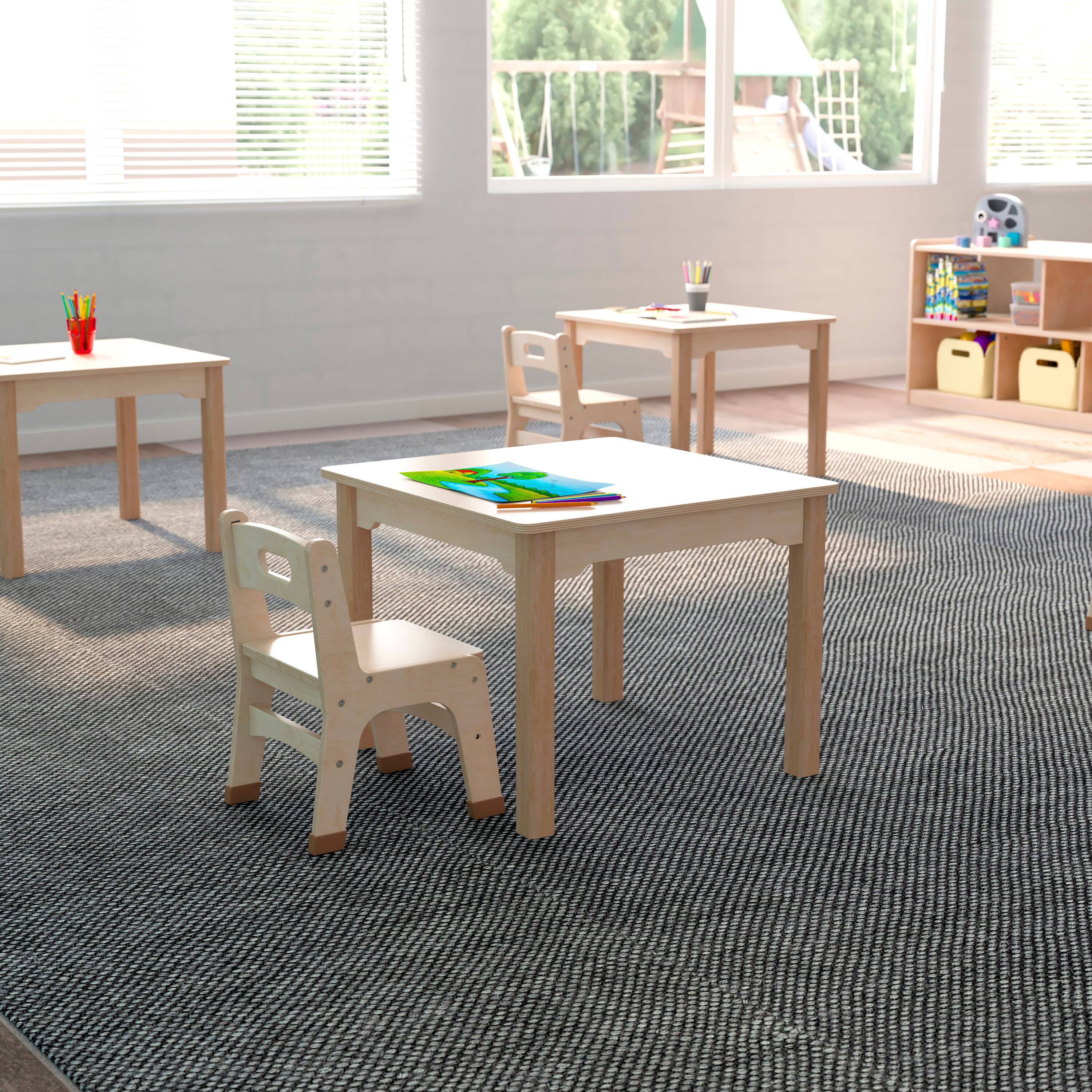 Alt View 2. Flash Furniture - Bright Beginnings Commercial Grade Wooden Square Preschool Classroom Activity Table, (23.5"W x 18"H), Beech - Natural.