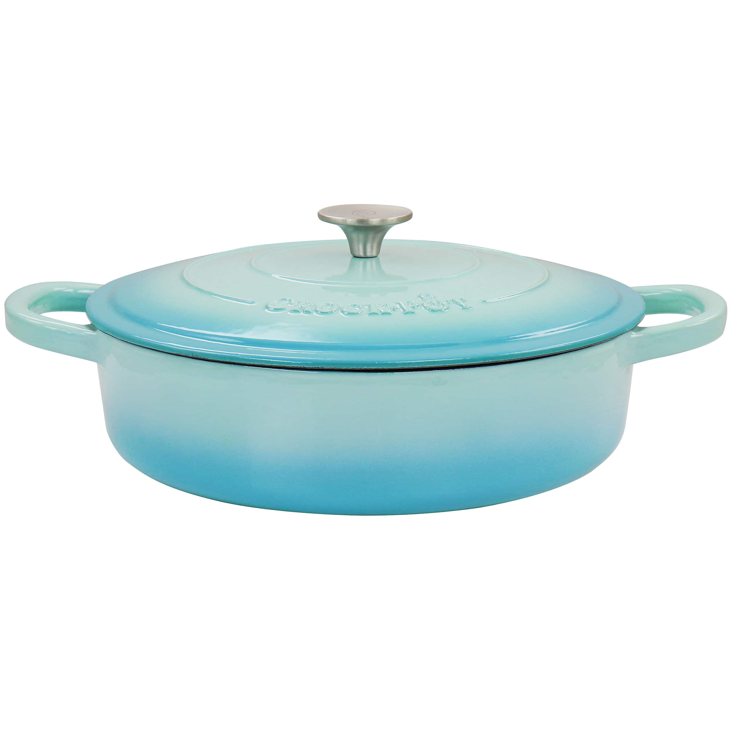 Crock-Pot - Crock Pot Artisan 5 Quart Enameled Cast Iron Braiser Pan with Lid in Gradient - Aqua Blue price history on PriceWatchPro