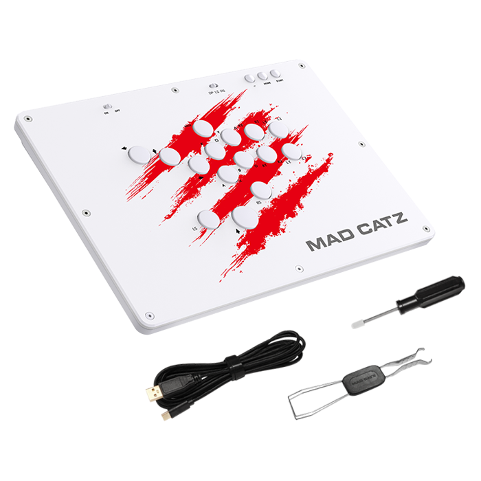 Mad Catz - MadCatz N.E.K.O. K.O.All-button Leverless Arcade Controller for PC,15-Button Ergonomic Layout,Tournament-Ready Key Lock - White