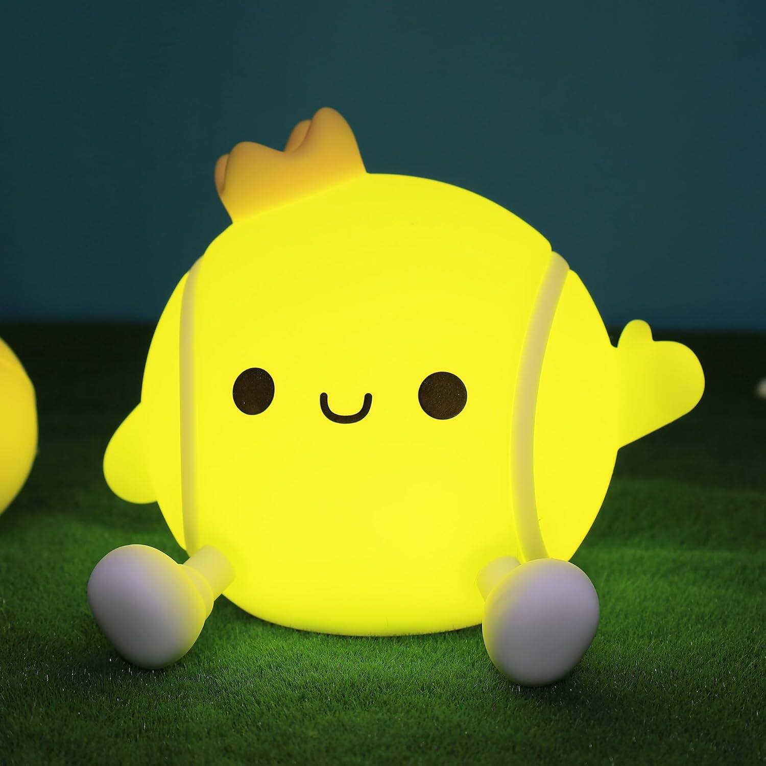 Front. FINEAK - Soft Glow Silicone Tennis Ball Night Light - Sports Decor Gift - Tennis Ball-yellow.