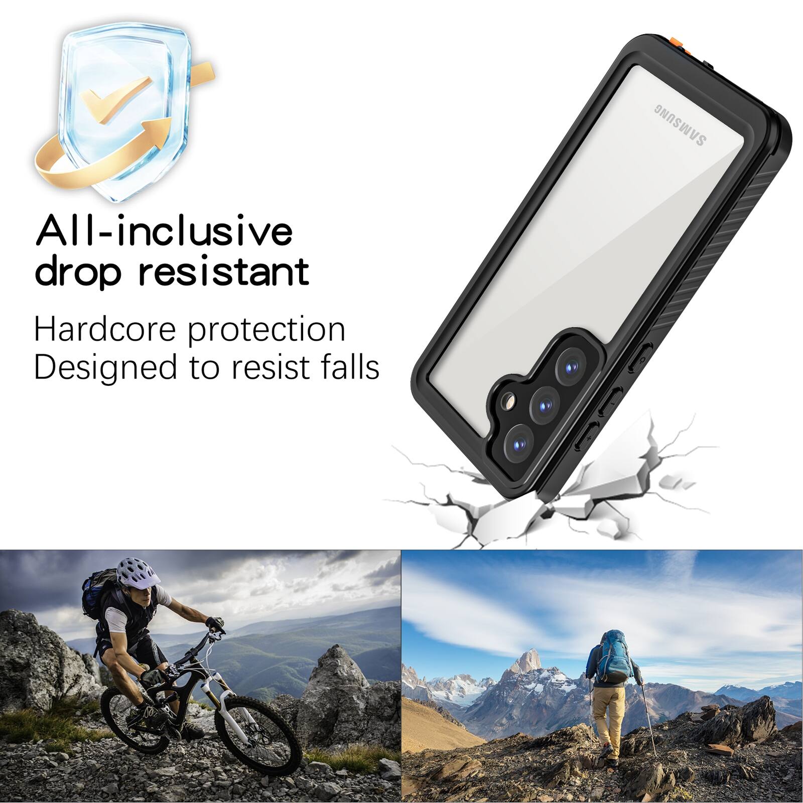SAMSUNG

All-inclusive drop resistant  
Hardcore protection  
Designed to resist falls