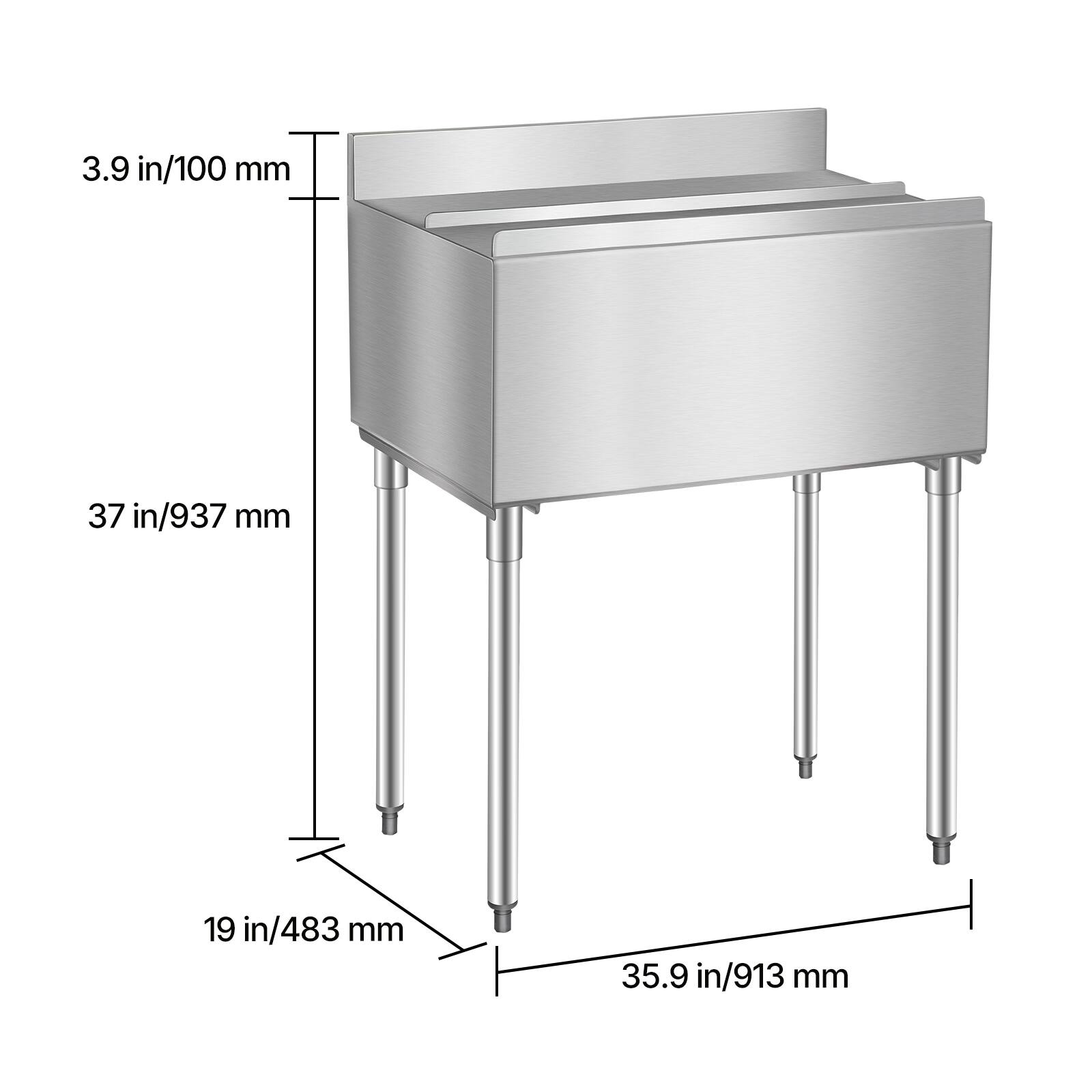 3.9 in/100 mm  
37 in/937 mm  
19 in/483 mm  
35.9 in/913 mm
