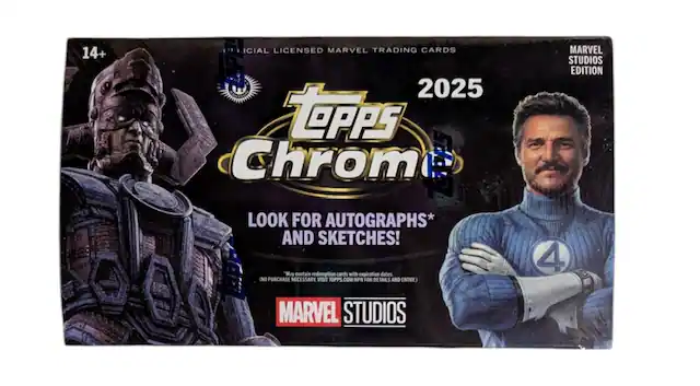 14+ Official Licensed Marvel Trading Cards 2025 Topps Chrome 5dda Look for Autographs* and Sketches! "May contain redemption cards with expiration dates. (No purchase necessary. Visit topps.com/np npn for details and entry.) Marvel Studios Edition 4 Marvel Studios