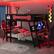 Front. Anysun - Full Size Bunk Bed with Two Built-In Gaming Desks, USB Desktop Ports & Pegboard Organizer, Gaming Bunk Frame for Gamer - Red.