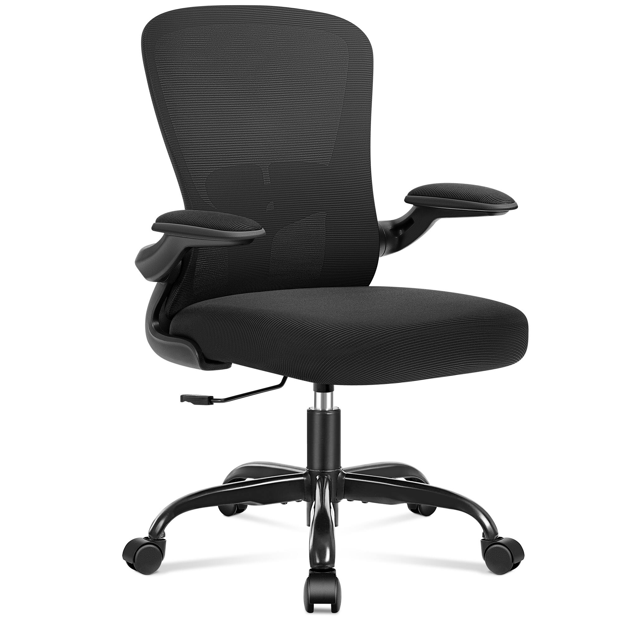 Alt View 4. KERDOM - Ergonomic Desk Chair, Swivel Computer Chair with Flip-up Arms and Lumbar Support, Adjustable Height with Breathable Mesh - Black.
