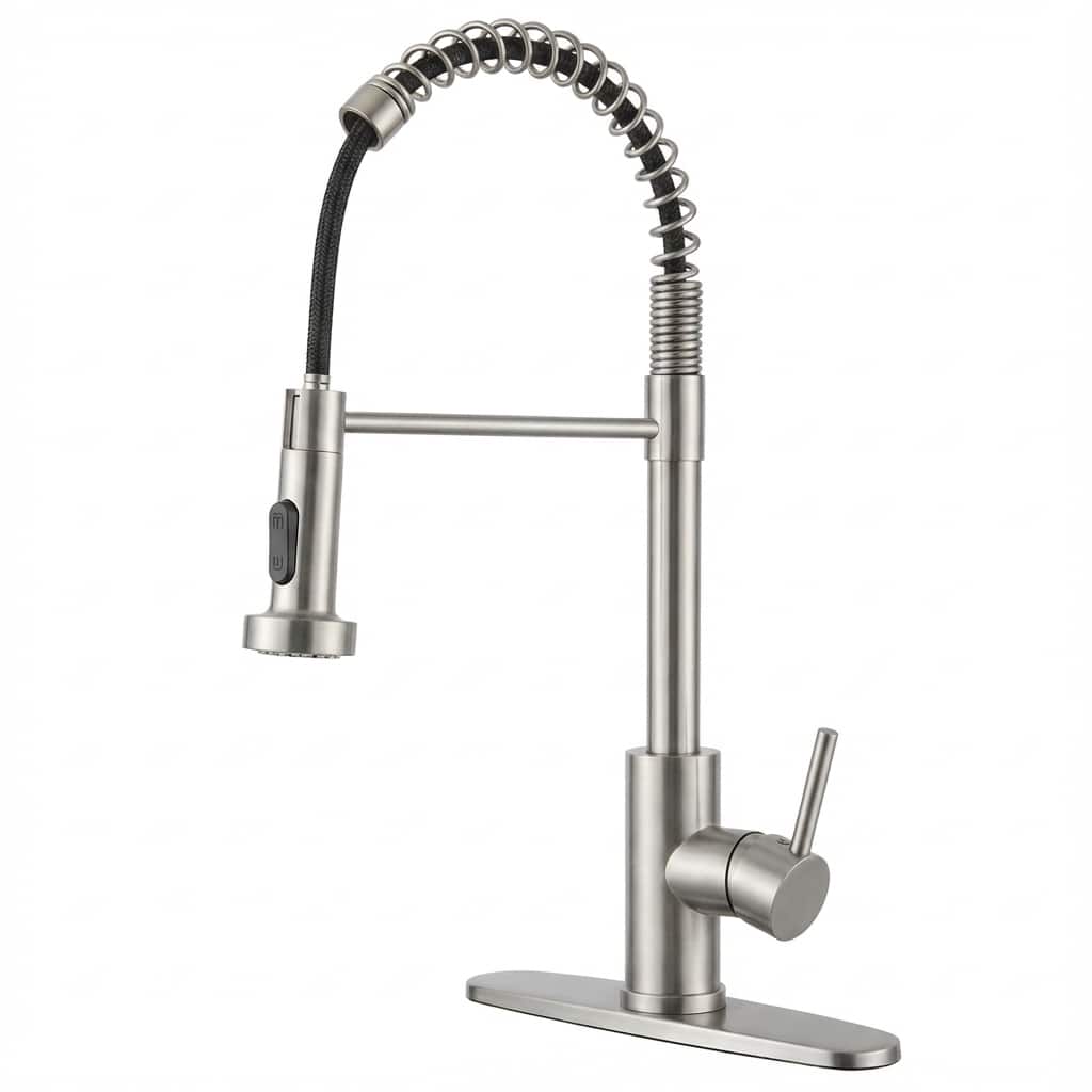 Kitchen Faucet with Pull Down Sprayer Industrial 1 Handle 1 Hole Or 3 Hole Faucet Stainless Steel