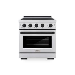ZLINE - Autograph 30 in. 4.2 cu. ft. Paramount Freestanding Induction Range with 4 Burners and Electric Oven w/ Black Accents - Stainless Steel