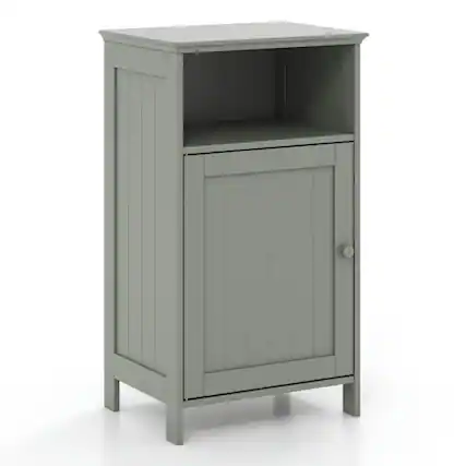 Front. Kadyn - Bathroom Freestanding Adjustable Shelf Floor Storage Cabinet-Gray, Bathroom Cabinets for Entryway Storage, Home Office - Gray.