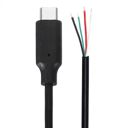 Front. Unique Bargains - 0.3M USB C Male to 4-Pin Bare Wire Pigtail, 20AWG 12V 5A, for DIY Keyboard/Fan Repair, 2pcs - Black.