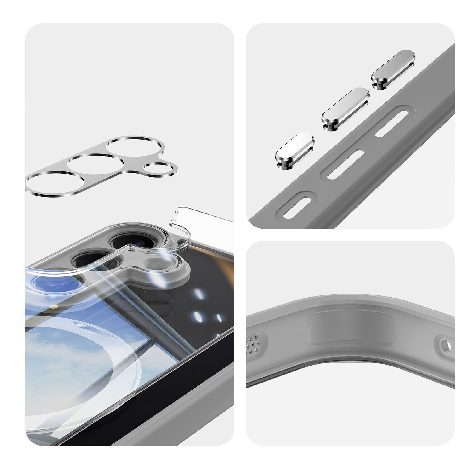Alt View 3. Dteck - Magnetic Clear Case For Samsung Galaxy S26+, Shockproof Anti-Scratch 360° Ring Holder Stand PC+TPU Protection Cover - Gray.