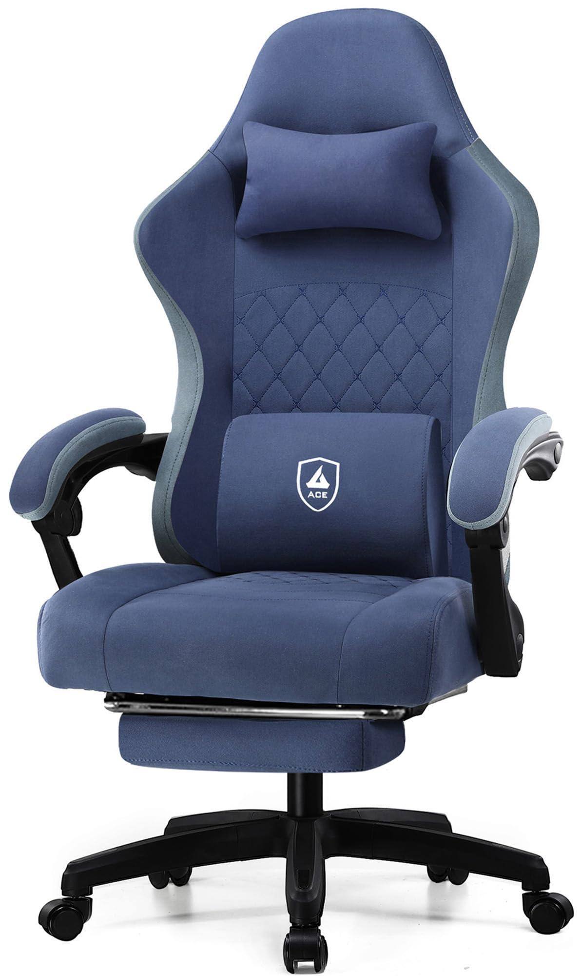 Front. Hirose Alice - GTPLAYER Gaming Chair, Computer Office Chair with Pocket Spring Cushion, Linkage Armrests and Footrest, Hig... - Deepblue.