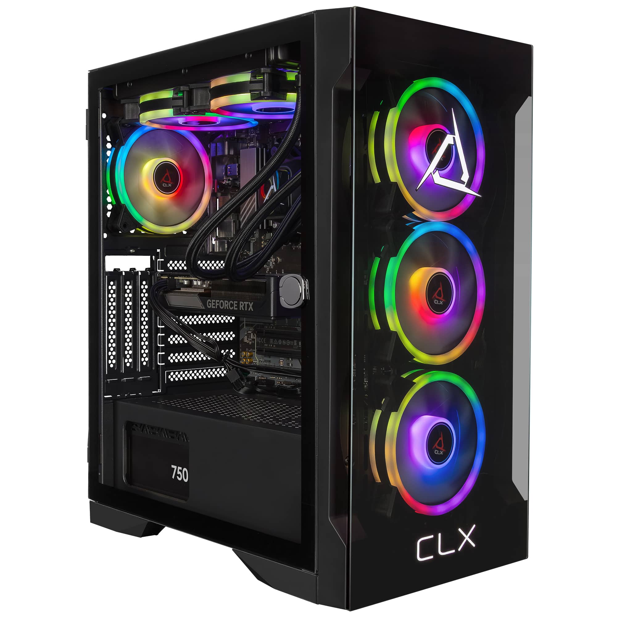 CLX - SET Gaming Desktop - AMD Ryzen 7 9700X - 32GB DDR5 5600 Memory - GeForce RTX 5060 Ti 16GB - 2TB NVMe M.2 SSD - Black - Front_Zoom
