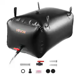 VEVOR - Water Storage Bladder,63.4 Gal Collapsible Water Storage Bag, Wear-Resistant 1000D PVC Soft Waters Bag,Leakproof Camping - Black