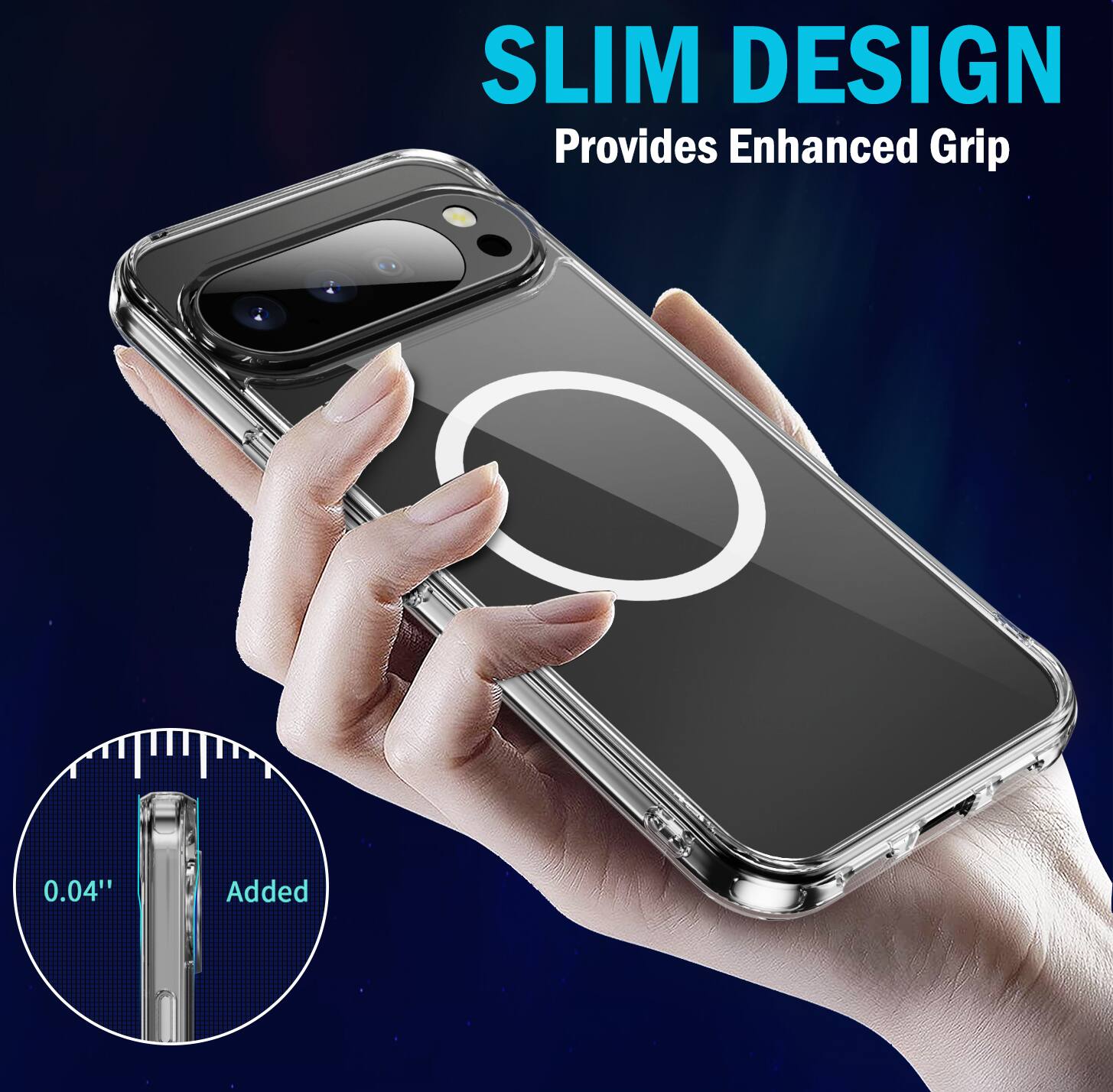 SLIM DESIGN  
Provides Enhanced Grip  
0.04" Added