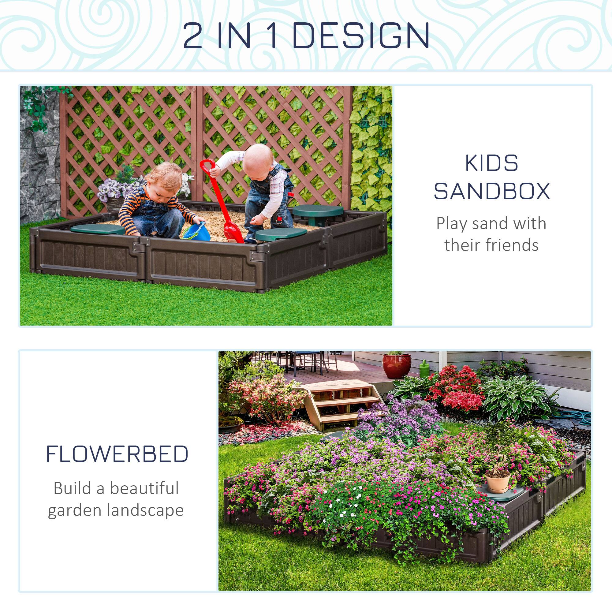 2 IN 1 DESIGN

KIDS SANDBOX  
Play sand with their friends

FLOWERBED  
Build a beautiful garden landscape