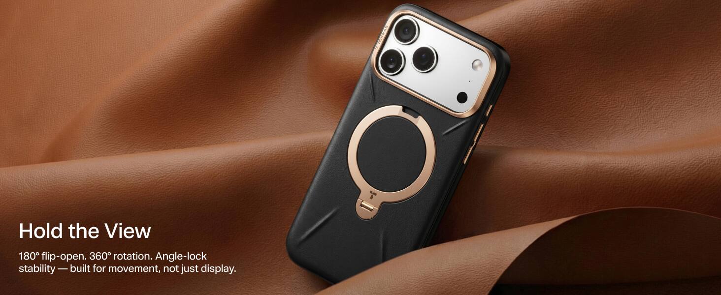 Hold the View  
180° flip-open. 360° rotation. Angle-lock stability — built for movement, not just display.