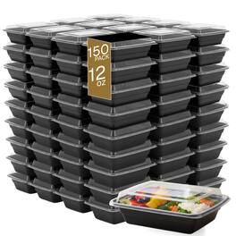 Eco Harmony Products - Microwaveable Container (Shallow) with Lid, 12oz, 150-Pack - Black