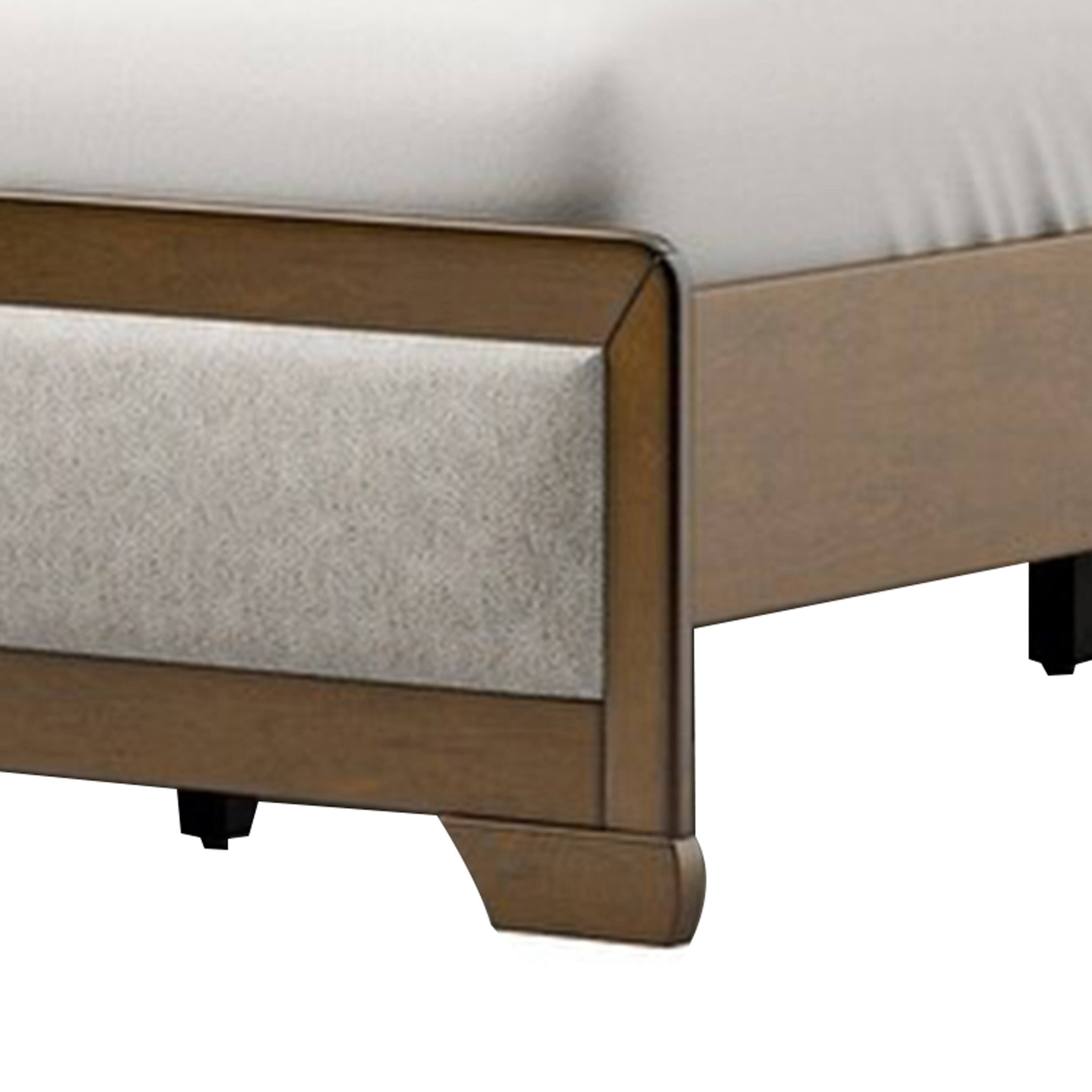 Alt View 3. Manhattan Lane - Cair Queen Bed, Channel Tufted Light Gray Fabric Upholstered - Brown, Light Gray.