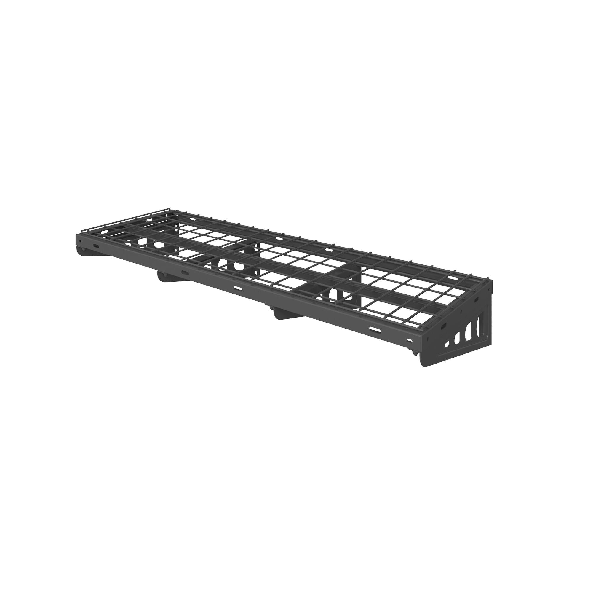 Angle. Fleximounts - 48 in. x 16 in. Heavy Duty Steel Garage Wall Shelf with Brackets - Black.