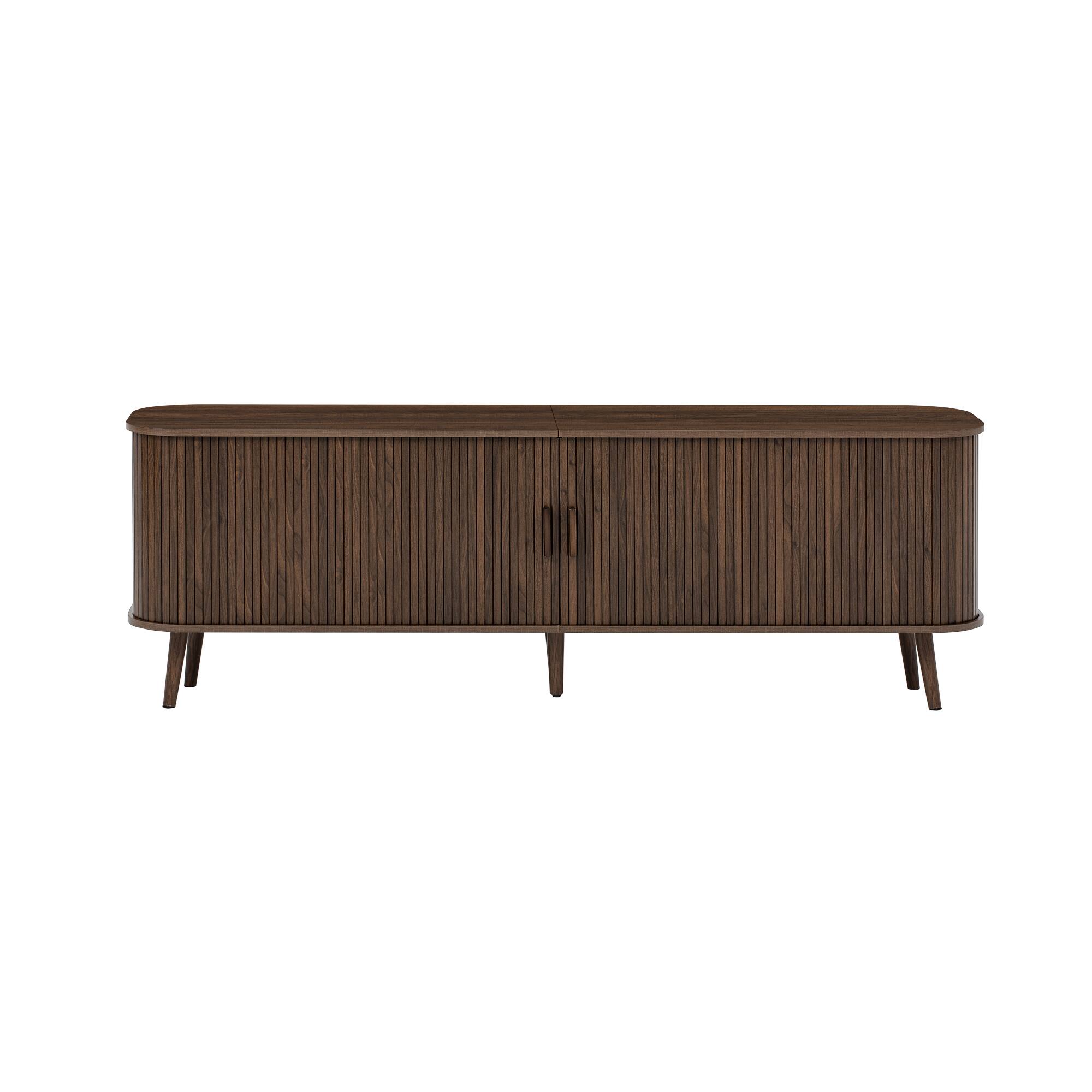 Alt View 1. Whisen - 70-Inch Modern TV Stand for TVs up to 80-Inch,Media Entertainment Console with Slatted Doors and Ample Storage - Dark Brown.