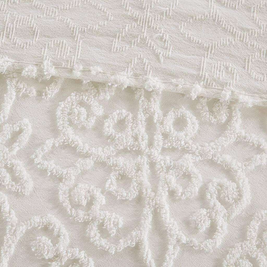 Alt View 5. Gracie Mills - Gracie Mills Eldridge 3-Piece Tufted Chenille Floral Medallion Bedspread Set - Off-White.