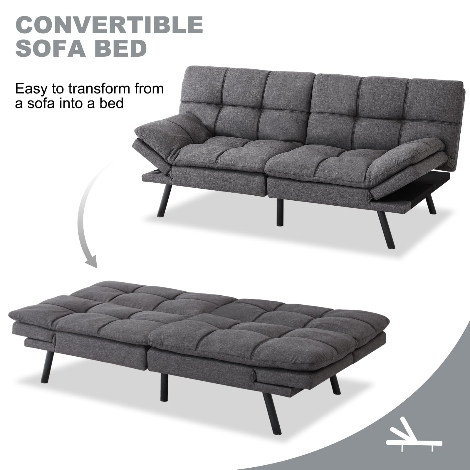 CONVERTIBLE SOFA BED

Easy to transform from a sofa into a bed