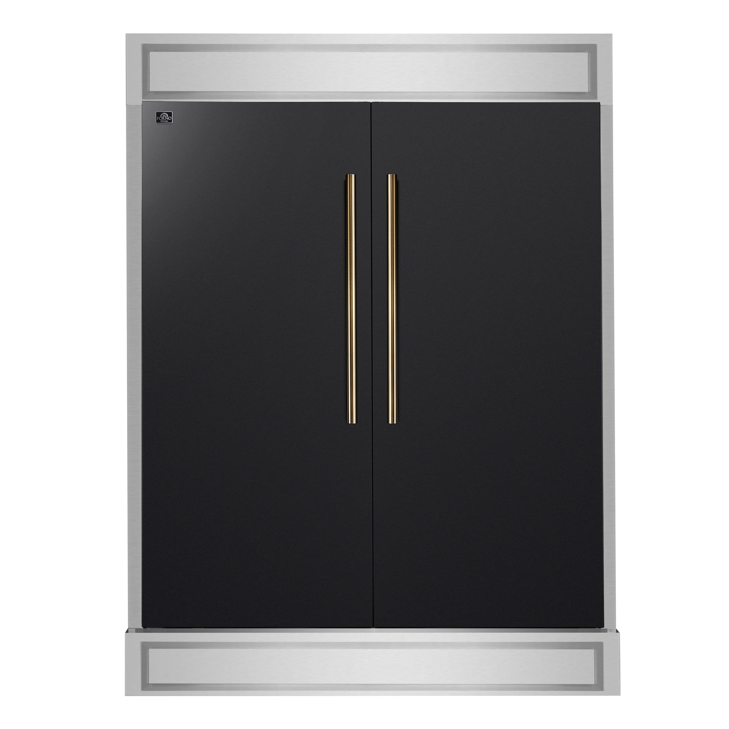 Front. Forno Appliances - 60 in. Wide Maderno 27.2 Cu. Ft. Built-In Side-by-Side Convertible Refrigerator/Freezer with Decorative Grill - Black.