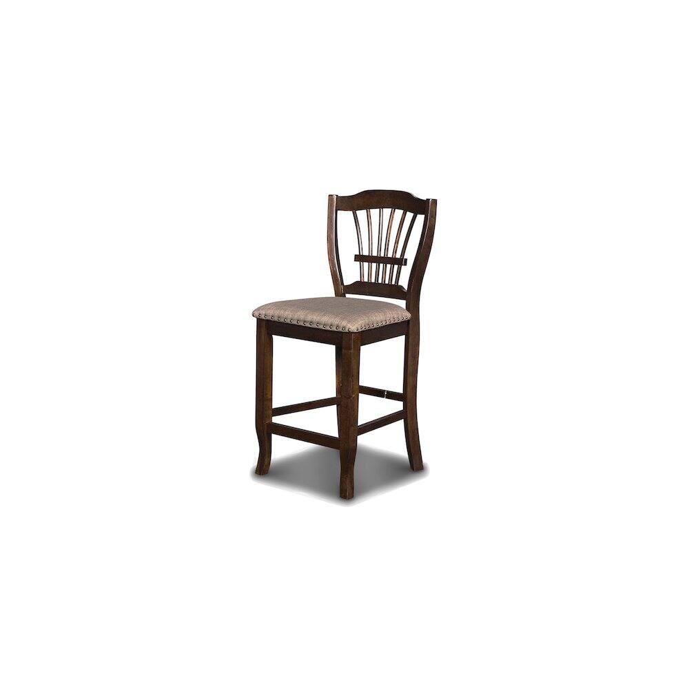 Angle. New Classic Furniture - Bixby Wood Counter Chair with Fabric Seat in Espresso (Set of 2) - Espresso.