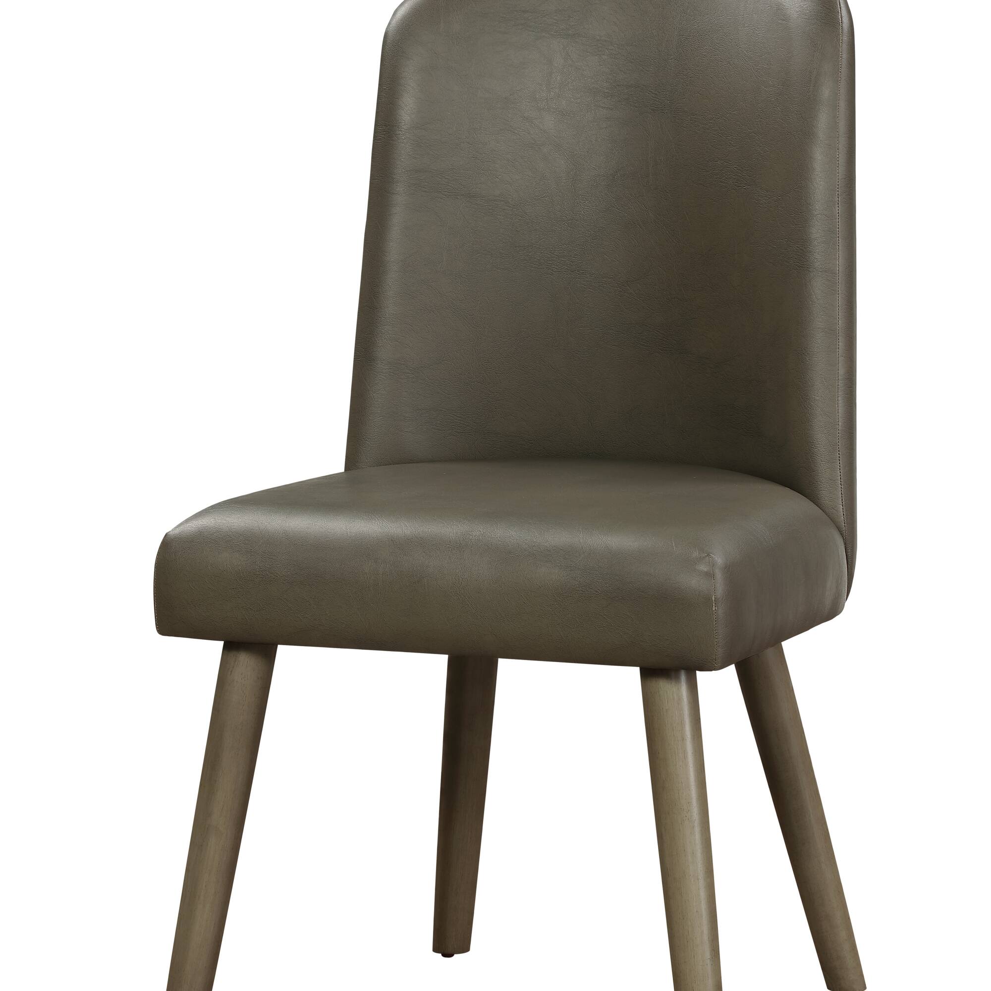 Back. GOODSILO - Modern Synthetic Leather Side Chair with Oak Finish - High Back Armless Design for Stylish Seating, Set of 2 - Gray+Oak.