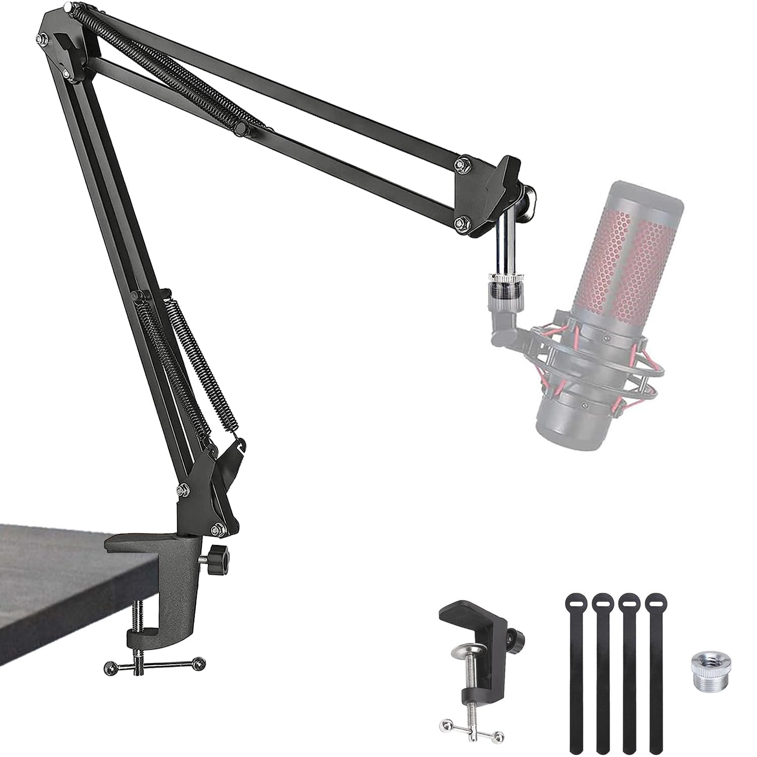 Front. Fabibe - Mic Boom Arm For Quadcast Adjustable Microphone Stand Compatible With S Gaming Streaming Recording - Default.