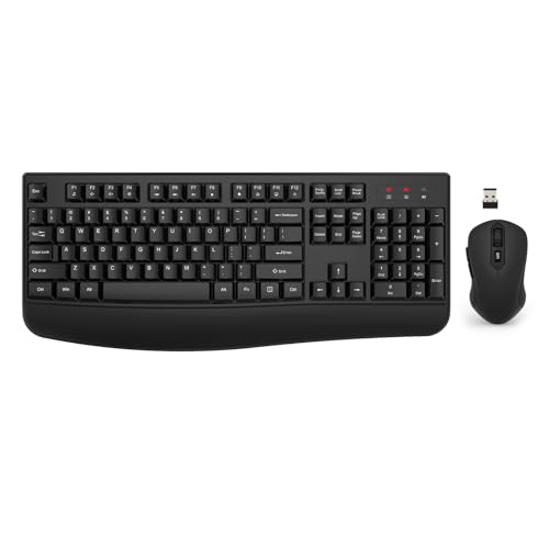 Comfort Essence - Wireless And Mouse Combo Full-sized Computer With Wrist Rest 3 Level Dpi Adjustable For Windows Os - Black